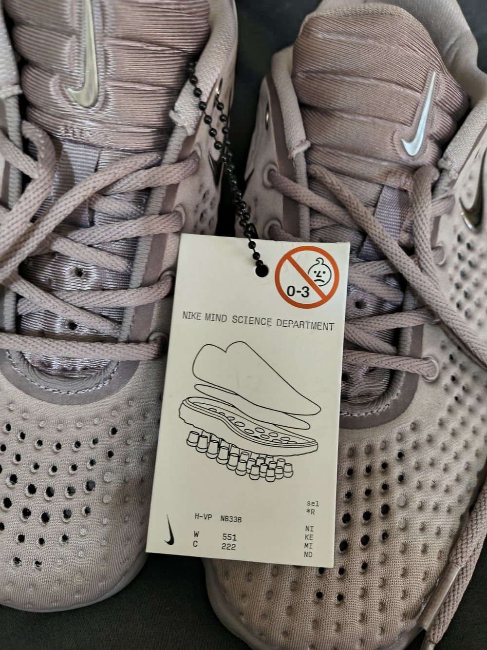 Nike "Mind" Sneakers in Mauve Lilac and Silver Accents